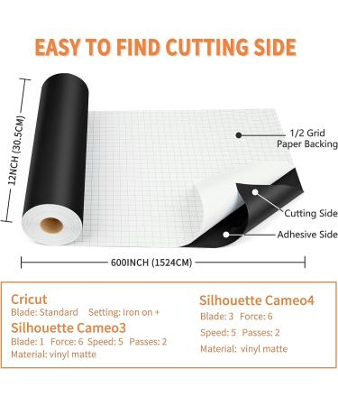 Matte Black Permanent Vinyl 12x50 Ft Roll for Cricut & Silhouette - Adhesive Craft Cutter Vinyl - Buy Online on GoSupps.com