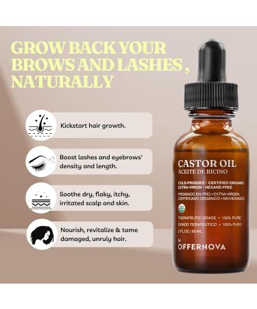 Organic Castor Oil - Pure Cold Pressed Eyelash Serum for Hair Growth & Thicker Eyebrows - Hexane Free | Aceite de Ricino Org nico - Buy Online on GoSupps.com