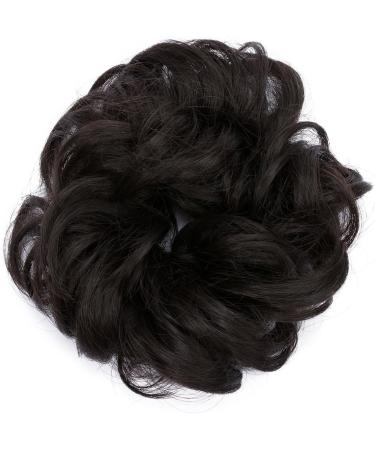 Medium Brown Wavy Hair Bun Updo Extension | Messy Bun Chignon Ribbon Ponytail Donut | 30g Curly Hairpiece - Buy Online on GoSupps.com