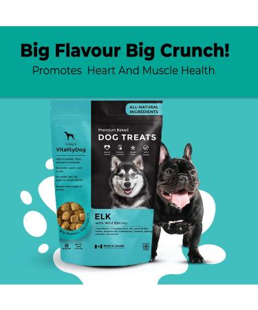 Vitality Dog Elk with Wild Berries (4-Pack) Premium Baked Dog Treats - Training Treats for Dogs Pet Treats Dog Snacks - Made in Canada Grain Free Human Grade 400g / 14.1oz Elk with Wild Berries 400 g (Pack of 4) - Buy Online on GoSupps.com