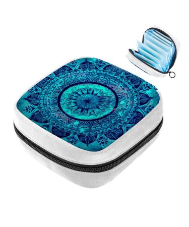 GIAPB Sanitary Napkin Storage Bag Period Bag Tampon Bag Makeup Bag Pad Pouch Blue Mandala Flower Color2020