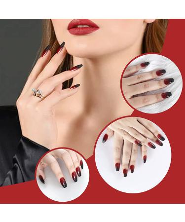 SIUSIO 24Pcs Medium Ombre Coffin Nails - Red Wine Full Cover Press On Nail Art Tips for Women and Girls - Buy Online on GoSupps.com