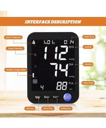 Automatic Blood Pressure Monitor with Extra Large Screen & Adjustable Cuff - 2 Users, 999 Sets Memory - LED Backlit Display - Includes Charging Cord (Black) - Buy Online on GoSupps.com