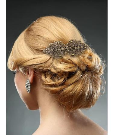 French Vintage Crystal Hair Barrettes - 6 Pieces Bronze Roses Feathers Hair Clips for Women and Girls - Buy Online on GoSupps.com