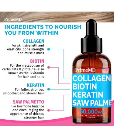 2-Pack Liquid Biotin Collagen Keratin Drops for Hair Skin Nails - 25000mcg Biotin & Collagen Supplement - Hair Growth Formula - 4 fl oz - Buy Online on GoSupps.com