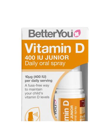 BetterYou Vitamin D 400 IU Junior Daily Oral Spray Pill-free Vitamin D3 Supplement for Children 3-month Supply Made in the UK Natural Peppermint Flavour 15 ml (Pack of 1)