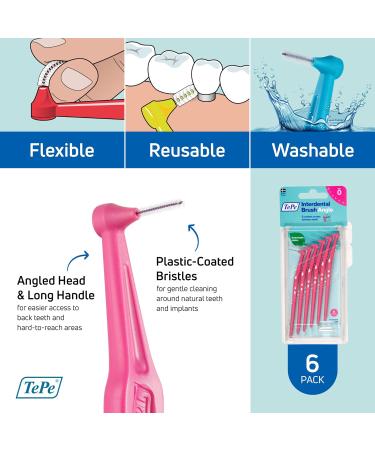 Interdental Brush Angle - Pink 0.4mm 6 Pack | Dentist Recommended for Oral Health Fresh Breath & Gum Care - Buy Online on GoSupps.com