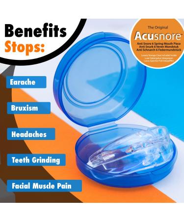 The Original Acusnore Anti Snore 6 Spring Mouth Piece Guard With Anti Bacterial Storage Case Included- Immediate Relief From Apnea Snoring Heaving Breathing & Grinding Teeth- Patented Design - Buy Online on GoSupps.com