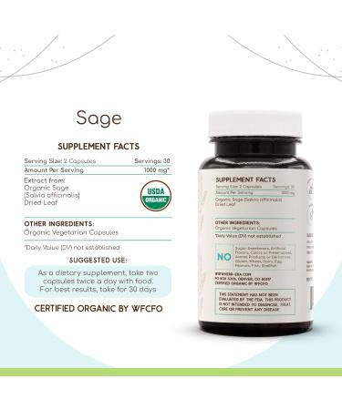 HerbEra Sage 60 Capsules, 500 mg, USDA Organic Sage (Salvia officinalis) Dried Leaf (60 Capsules) 60 Count (Pack of 1) - Buy Online on GoSupps.com