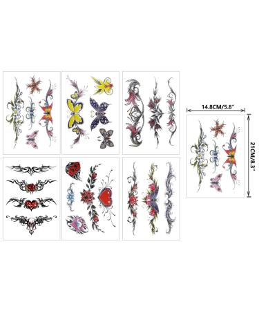 Flowers Butterfly Waterproof Temporary Waist Tattoo Stickers for Women - Buy Online on GoSupps.com