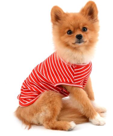 Paidful Summer Striped T-Shirt for Small Dogs 100% Cotton Sleeveless Top for Young Girls Chihuahua & Yorkshire Red Size M (Back Length: 25cm Bust: 37cm) - Buy Online on GoSupps.com