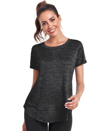 Shop Deaviya Women's Sport T-Shirt | Yoga & Fitness Tops | Casual Round Neckline | Loose Fit Side Split Black M - Buy Online on GoSupps.com