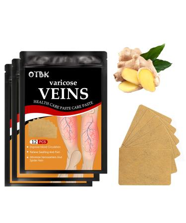 OTBK Varicose Vein Treatment Patch(36pcs)  Varicose Vein Patch  Leg Varicose Vein Treatment  Leg Spider Vein Removal Patch  Improve Blood Circulation  Relieve Leg Fatigue (Varicose Vein Patch-3pcs) One Size