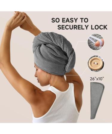 3 Pack Microfiber Hair Towel Wrap for Curly Hair | Super Absorbent Hair Drying Towels for Women & Kids | Hair Care Accessories - Grey Camel Brown - Buy Online on GoSupps.com