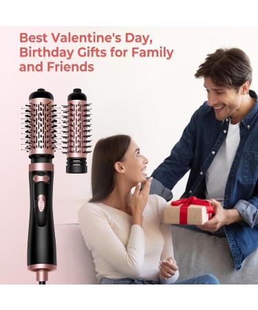 3-in-1 Hair Dryer Brush Set - Rotating Hot Air Spin Brush with Ionic Technology - Detachable Curling Brushes in Black & Gold - Buy Online on GoSupps.com