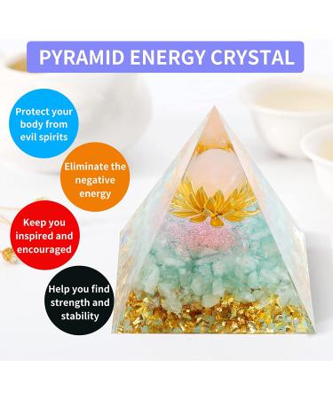 Orgone Pyramid Flower of Life Quartz with Agate - Protection Crystals Energy Generator for Healing and Meditation - Attract Wealth and Luck - Suspension Blue - Buy Online on GoSupps.com