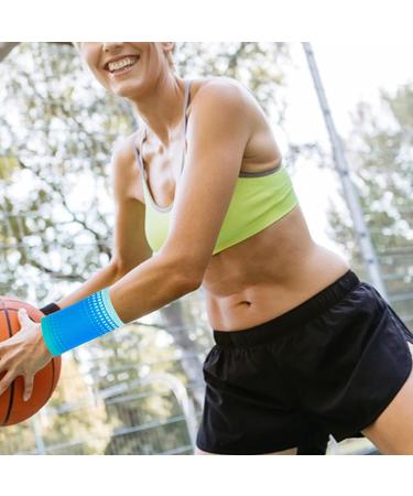 Wrist sweatbands for men sweat wristbands Elastic Sports Competition WristbandsNonslip Sweatproof Breathable Compression Tennis Wristband for Running Blue - Buy Online on GoSupps.com