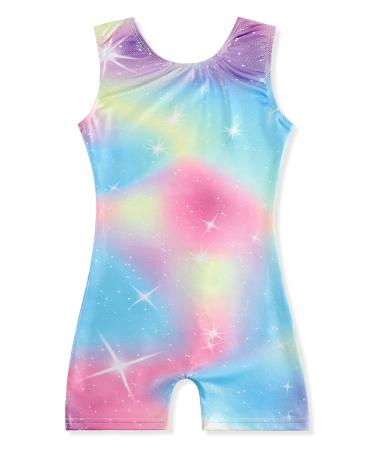 EQSJIU Toddler Leotard for Girl Gymnastics Sleeves Sparkly Tumbling Dance Leotards for Baby Girls Kids Teens 1-10 Years 5/6 Years Rainbow Colorful