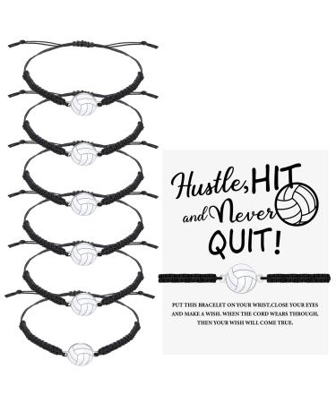 Hicarer 12 Pieces Volleyball Charm Bracelet Adjustable Woven Jewelry Softball Charm Bracelet with Cardboard Braided Rope Bracelets for Teens Female Team Players - Buy Online on GoSupps.com