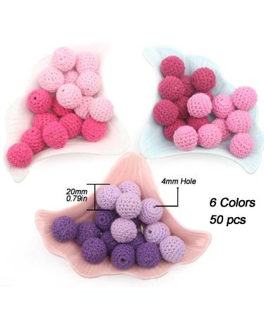 Kids Bead Kit - 50pcs Crochet Beads for DIY Teething Bracelet & Toy - Pink Lilac Series 20mm - Buy Online on GoSupps.com