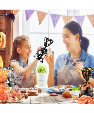 ERKOON 200 pcs Halloween Treat Bags Halloween Cellophane Candy Bags Spider Web Bat Ghost Pumpkin Gift Bags with 250 Twist Ties Kids Party Candy Bags for Halloween Party Supplies - Buy Online on GoSupps.com