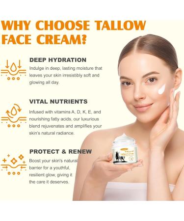  Onznoz Honey and Beef Tallow Balm Tallow and Honey Skin Cream Organic Grass-Fed Tallow Balm Deeply Nourishing Moisturizing and Anti-Aging For Face and Body 60g - Buy Online on GoSupps.com