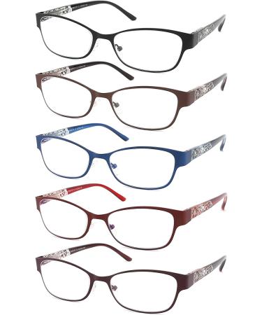 5 Pack Blue Light Blocking Reading Glasses for Women - Fashion Metal Full Frame Computer Readers with Spring Hinge, Anti UV/Glare/Eyestrain, Mix Colors - 3.5X Magnification - Buy Online on GoSupps.com
