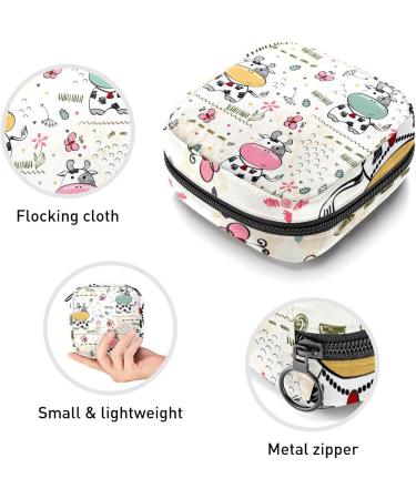 GIAPB Period Bag | Sanitary Napkin Storage Pouch | Period Travel Makeup Bag | Cartoon Cow Butterfly Flower Print - Color4631 - Buy Online on GoSupps.com