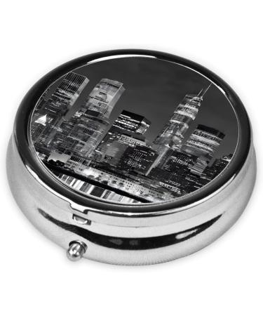 New York Paintings Mini Round Pill Box | 3 Compartment Travel Organizer | Portable Medicine Case for Home & Office - Buy Online on GoSupps.com
