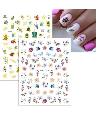 jmeowio JMEOWIO 9 Sheets Flower Nail Art Stickers Decals Self-Adhesive Spring Floral Colorful Letter Nail Supplies Nail Art Design Decoration Accessories - Buy Online on GoSupps.com