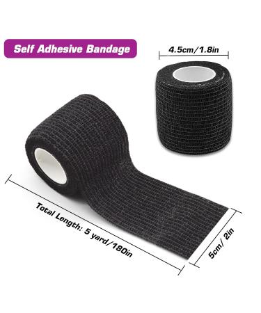 Self Adhesive Bandage - YONGDA 6pcs 2in x 5 Yards Black Cohesive Elastic Wrap for Athletic First Aid - Breathable & Self Adherent - Buy Online on GoSupps.com