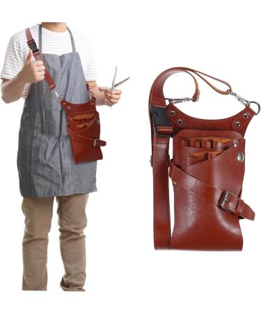 Lurrose Hairdresser Bunkbob Hairdressing Scissors Belt - Stylish PU Tool Case Bag for Shears & Onion Cutters - 25x11cm Brown - Buy Online on GoSupps.com
