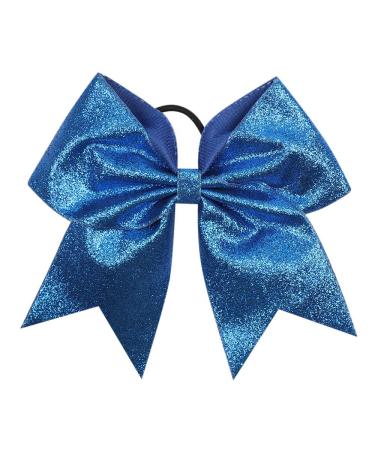 Oaoleer 7 Large Glitter Cheer Hair Bows - 6PCS Ponytail Holder Elastic Bands for Teen Girls College Sports - Handmade Royal Blue Cheerleader Bows Hair Ties - Buy Online on GoSupps.com