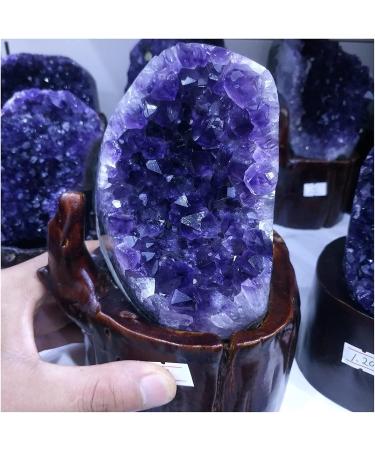 Amethyst Rough Stone 1.4kg Natural Purple Crystal Cluster Natural Uruguay Amethyst cave Decoration + Base - Buy Online on GoSupps.com