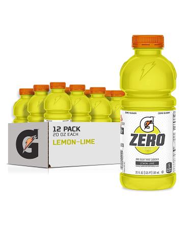 Gatorade Zero Sugar Thirst Quencher, Lemon-Lime, 20 Fl Oz (Pack of 12)