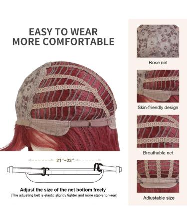 OUFEI Red Bob Wig with Bangs for Women Short Wavy Natural Synthetic Hair Heat Resistant Wigs Cosplay Daily Party Use Red(8134-1) - Buy Online on GoSupps.com