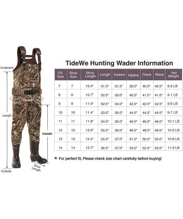 TIDEWE Chest Waders with 600G Insulation Realtree MAX5 Camo - Men's Waterproof Hunting Waders Size 11 - Buy Online on GoSupps.com