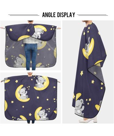 Waterproof Barber Cape - Cute Teddy Bear on Moon & Cheetah Haircut Bib for Men & Women | Unisex Hair Cutting Cape - Buy Online on GoSupps.com