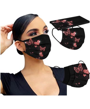 Jingyua 50-Piece Butterfly Print Adult Face Masks - Christmas Motif 3-Layer Mouth & Nose Protection Scarf Neckerchief - Anti-Fitting & Multifunctional - Buy Online on GoSupps.com