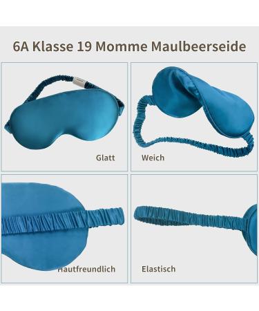 Yunchi 100% Silk Eye Mask for Men & Women - Comfortable Bio Satin Sleeping Mask 19 Momme Pure Mulberry Fabric Peacock Blue - Buy Online on GoSupps.com