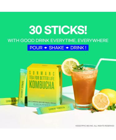 SUNMANC Kombucha Powdered Drink Mix - 30 Packets (5.4oz) | Probiotic Fermented Drink | Gut Health & Immunity Support | Sugar-Free, Low Calorie, Low Caffeine | Lemon Flavor | Made in South Korea - Buy Online on GoSupps.com
