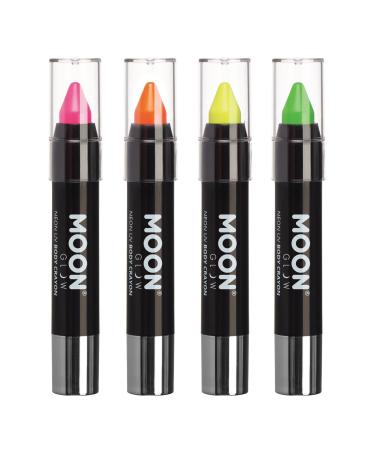 Moon Glow neon-UV face painting/body chalk make-up for face and body pastel colors lights up light under UV lighting (4 pieces (1 piece)))