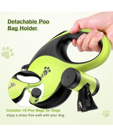 Pecute 3m Dog Leash | Eco-Friendly Roller Linen with Feces Bag Holder 360 Extension Anti-Slip Handle & Quick Brake for Dogs Up to 15kg - Buy Online on GoSupps.com
