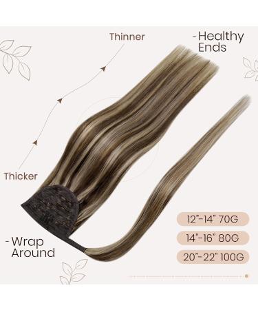 Hetto Braid Extensions - Real Remy Ponytail Extensions Easy Fit 100g 50cm #4/27 Dark Brown with Red Blonde - Luxurious Hair Recovery - Buy Online on GoSupps.com