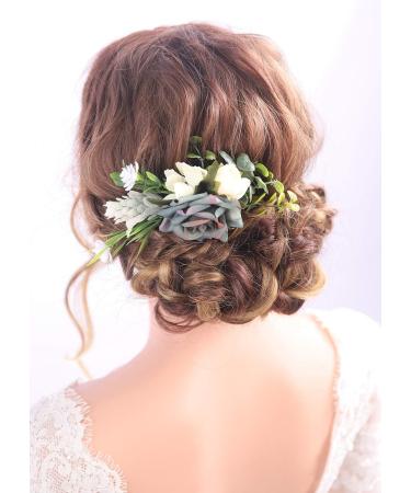Kercisbeauty Dusty Blue Wedding Floral Hair Comb Navy Blue Headband for Brides Garden Wedding Bridal Bridesmaide Headpiece Girl Prom Hair Dress - Buy Online on GoSupps.com