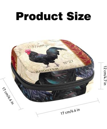 Vintage Rooster Postcard Napkin Storage Bag | Portable Period Pocket for Women & Teens | Menstrual Cup & Breastfeeding Holder - Buy Online on GoSupps.com