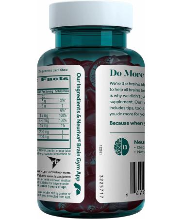 NEURIVA Plus Strawberry Gummies | Memory, Focus & Cognitive Support | Vitamins B6 & B12 | Nootropic Brain Supplement | 50ct - Buy Online on GoSupps.com