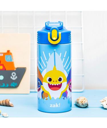 Zak Designs Baby Shark 14 oz Stainless Steel Kids Water Bottle - Vacuum Insulated, Flip-Up Straw Spout, Locking Cover - Durable Cup for Sports or Travel - Buy Online on GoSupps.com