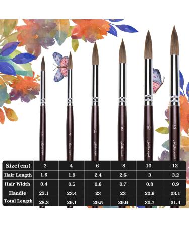 Sable Watercolour Brushes Set - Round Point Tip for Watercolor & Acrylic Painting - Buy Online on GoSupps.com