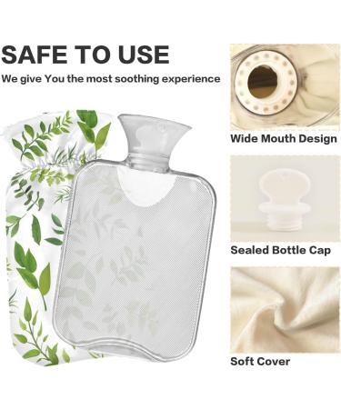 2L Floral Hot Water Bottle with Lid - Green Leaves Design for Pain Relief & Winter Warmth - Buy Online on GoSupps.com